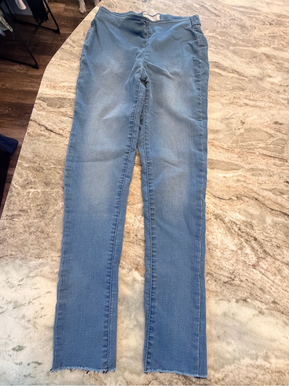 We The Free Penny Pull-On Flare Jeans Blue Raw Hem Size 27